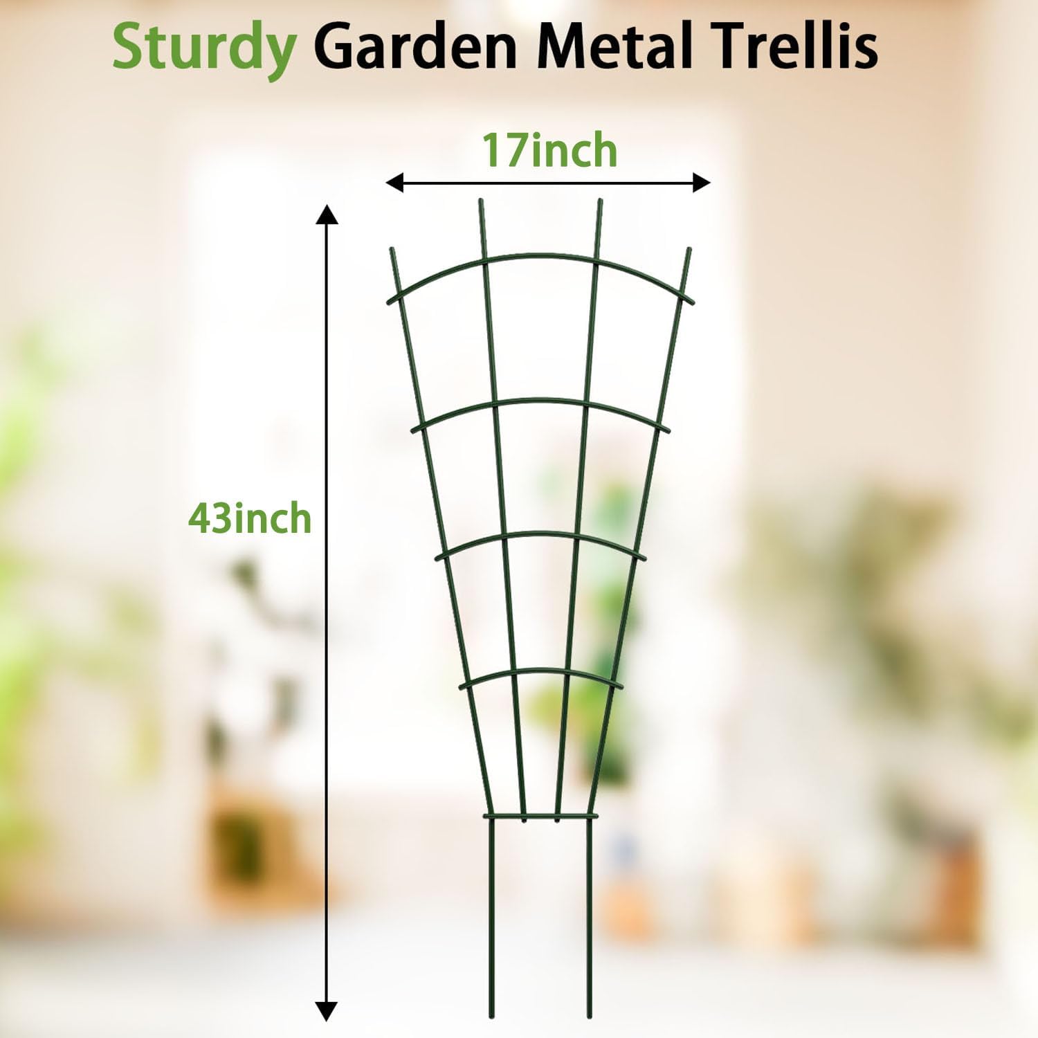 4-Pack Metal Trellis for Potted Plants, 43" Heavy Duty Garden Trellis for Climbing Plants, Rustproof Powder Coated