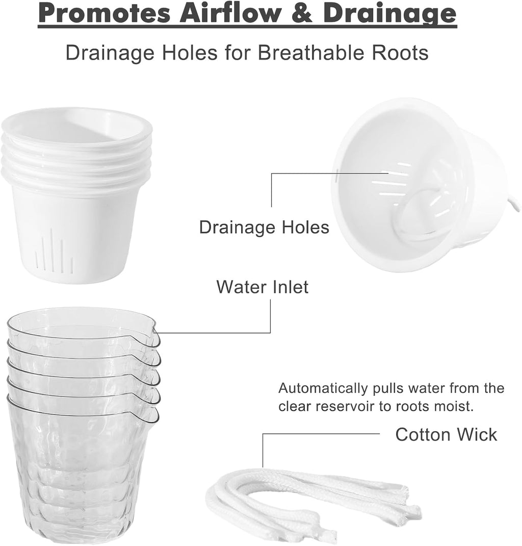 4 Inch Self Watering Plant Pots for Indoor Plants 10 Packs African Violet Pot, Self Watering Planters for Herb, Orchid