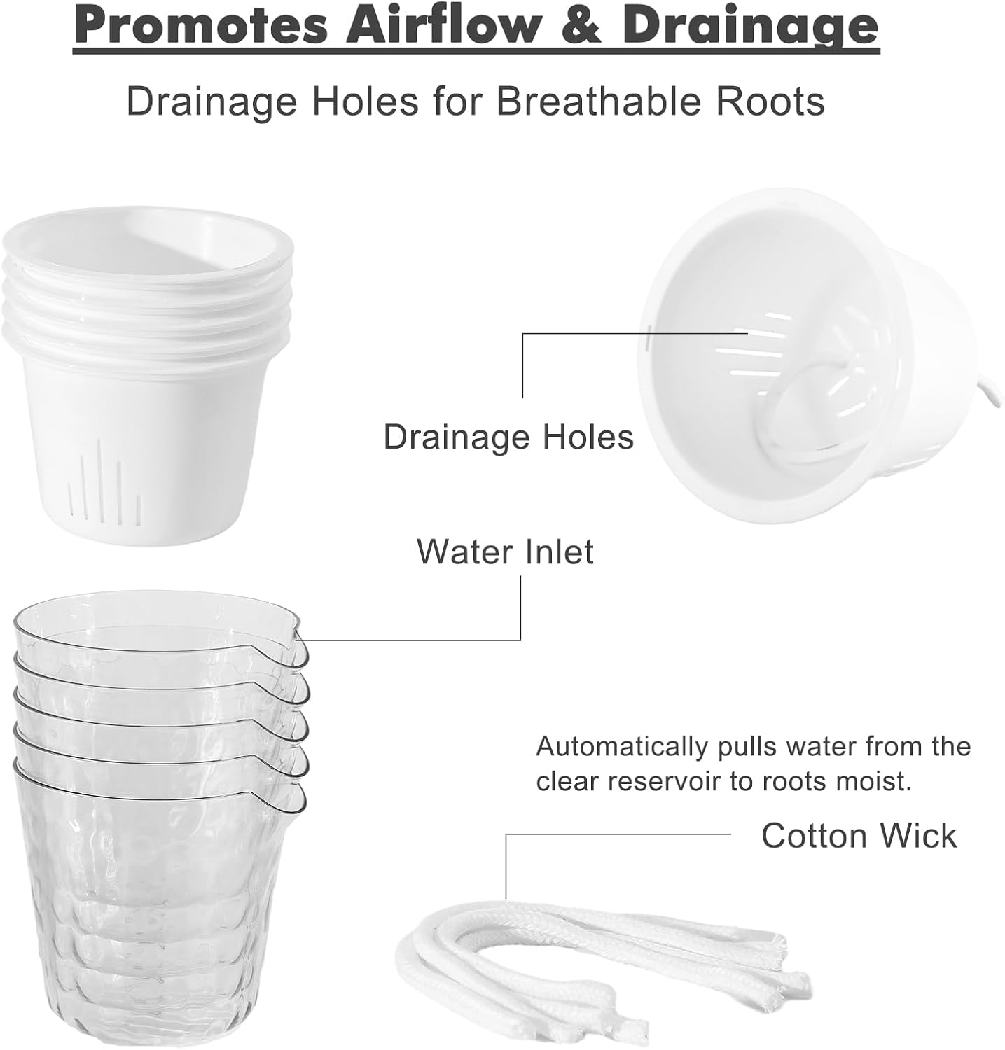 4 Inch Self Watering Plant Pots for Indoor Plants 10 Packs African Violet Pot, Self Watering Planters for Herb, Orchid