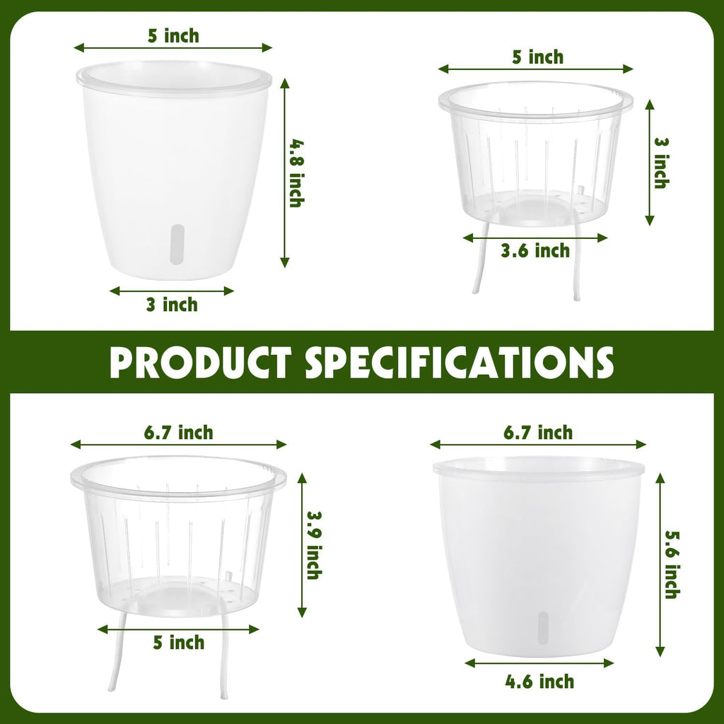 Self-Watering Pots for Indoor Plants, 12-Pack 5'' Self Watering Planter with Drainage Holes, Small African Violet Pots