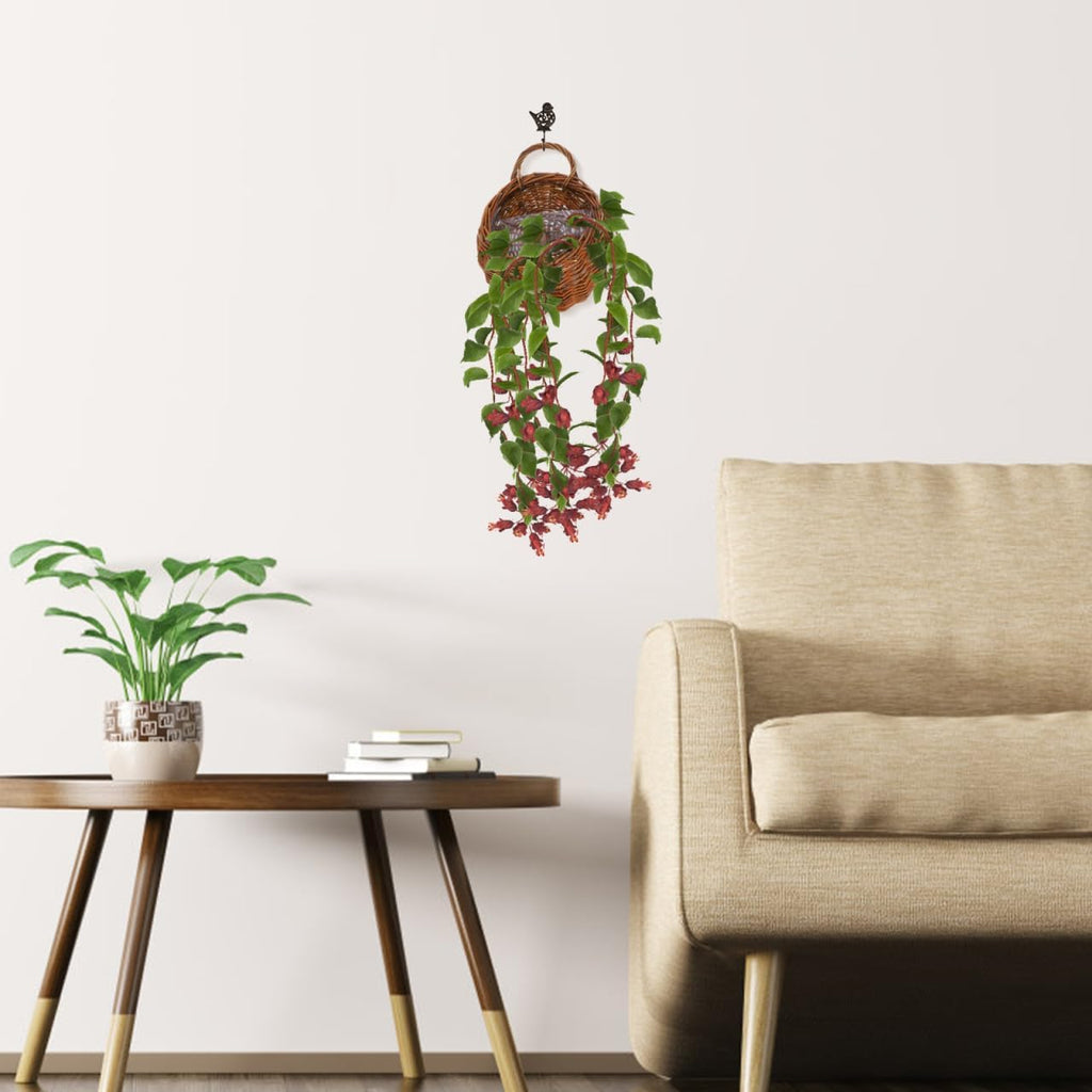 UPKOCH Natural Hanging Wicker Wall Baskets for Plants, 2 Pack | Planter Pockets, Two-Size Hanging Set for Home Walls