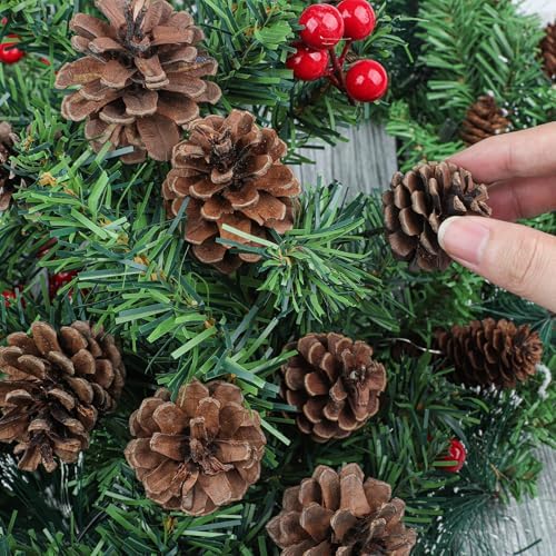 36 PCS Pine Cones 3 Sizes Christmas Pine Cones with Green Picks Pinecone Ornaments for Christmas Tree Wreath Garland Crafts Thanksgiving Fall Home Decor
