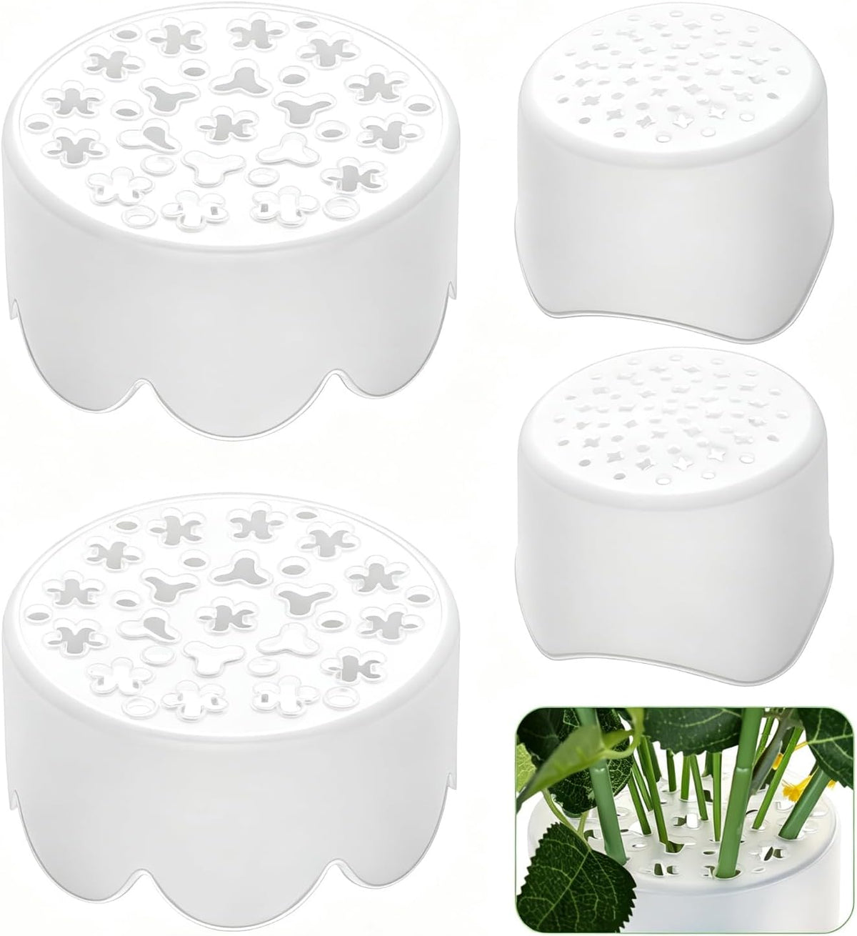 4-Pack Silicone Flower Arranging Grid, Comes with Both Sizes (2.2" & 3.2")