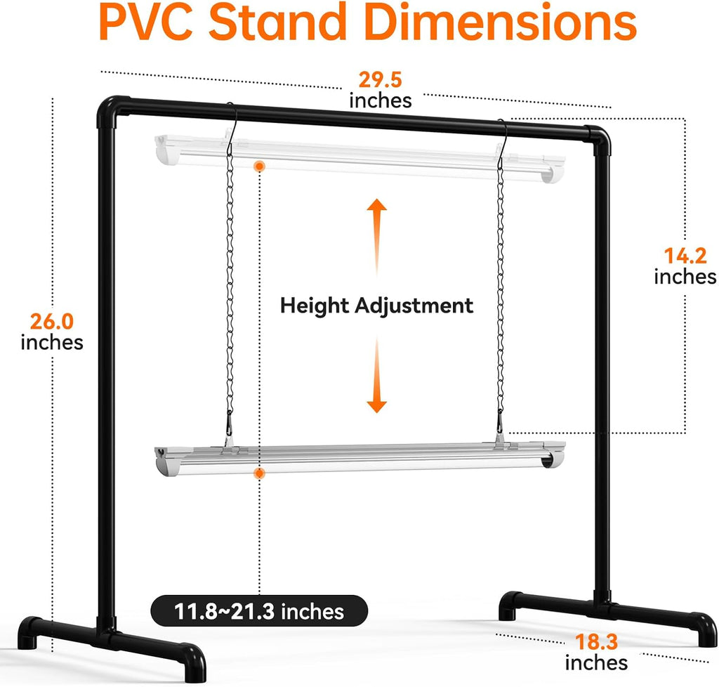 2ft Tabletop Grow Light Stand for Indoor Seed Starting | 24W Full Spectrum LED Plant Light, Height Adjustable, for