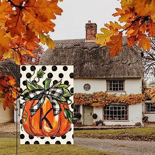 AVOIN colorlife Fall Monogram Letter K Garden Flag 12x18 Inch for Outside