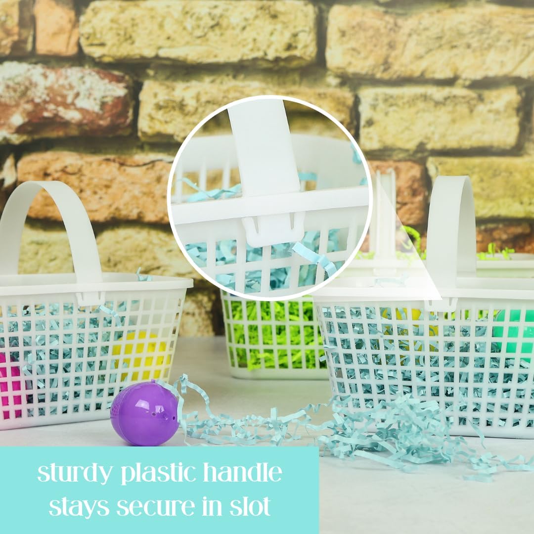 12 Pack – Small Plastic Basket with Handle for Produce Display, Harvesting Fruits and Vegetables, Party Décor, or