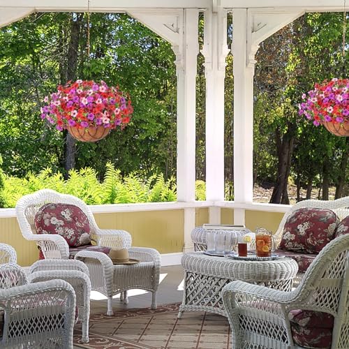 INXUGAO Artificial Fake Flowers Hanging Basket for Outdoor Decoration
