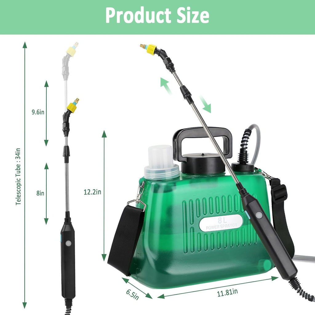 Battery Powered Sprayer, 2 Gallon Electric Sprayers in Lawn and Garden Sprayer Pump Sprayer Outdoor Battery Operated