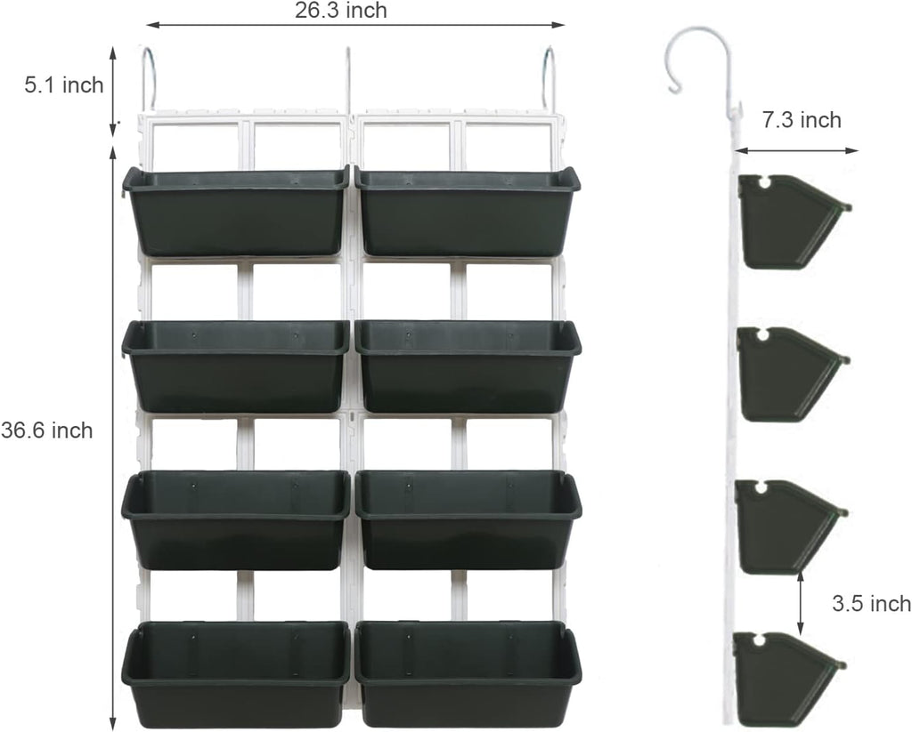 Vertical Wall Planter 8 Pockets Indoor Outdoor, Army Green Garden Planter with Detachable Hooks & 4 Plugs, Heavy Duty