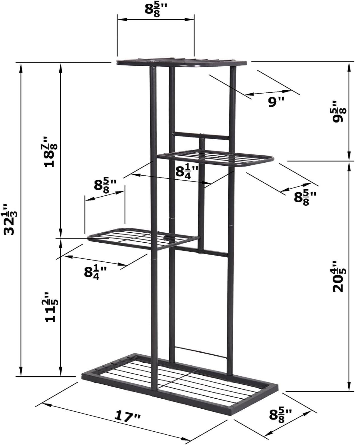 4 Tier Charcoal Grey Metal Plant Stand Indoor Outdoor Flower Pot Display Planter Shelf