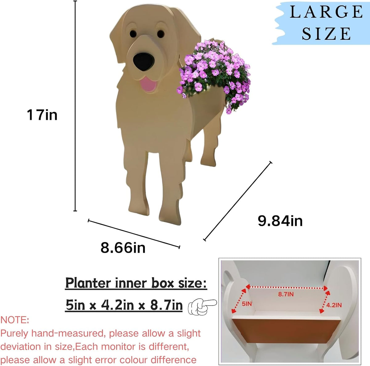 Golden Retriever Dog Planter Pots, Animal Shaped Flower Pot | Large Cute Plant Gift for Women and Pet Lovers, Indoor
