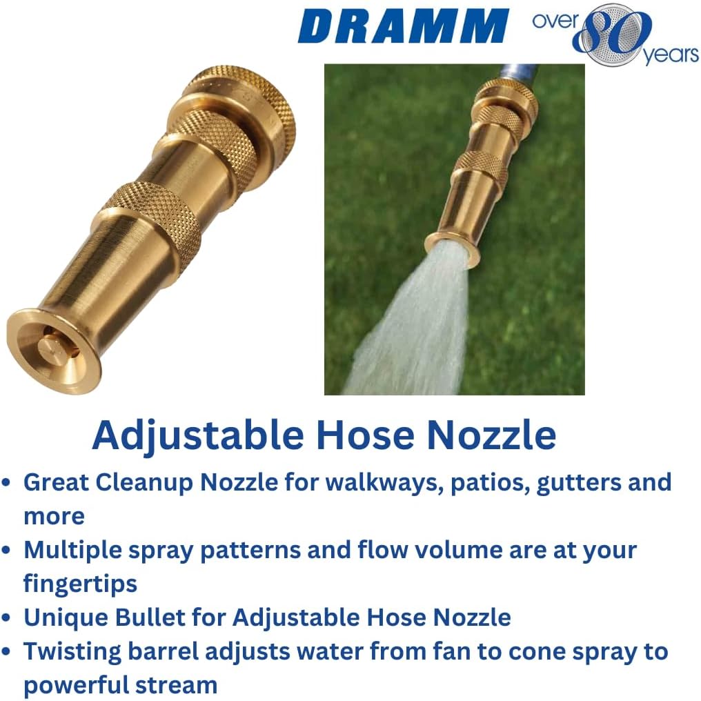 Dramm 12380 Heavy-Duty Brass Adjustable Hose Nozzle