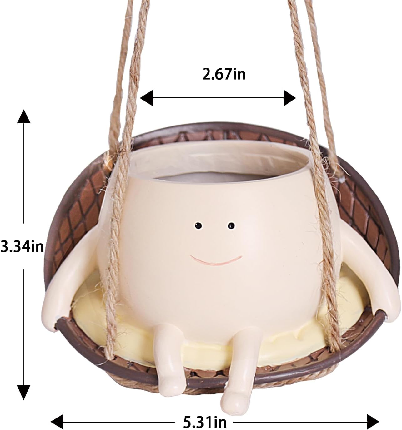 NINIPAPA Hanging Swing Chair Planter Pot Smile Face Plant Pot for Indoor Outdoor Plants Cute Head Flower Pots for
