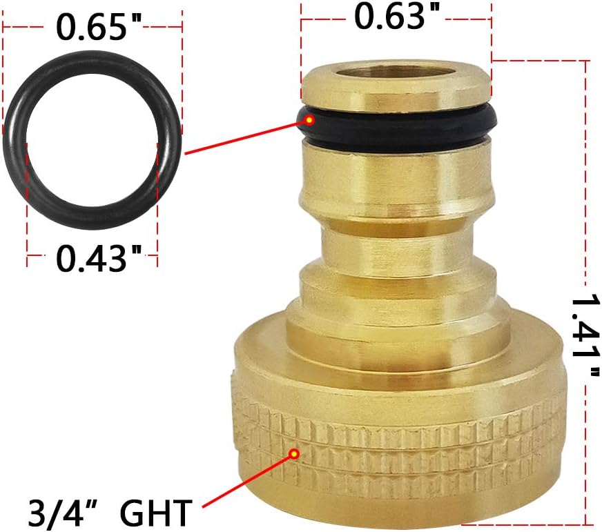 Garden Hose Quick Connect Solid Brass Quick Connector 3/4 inch GHT (4 Sets)