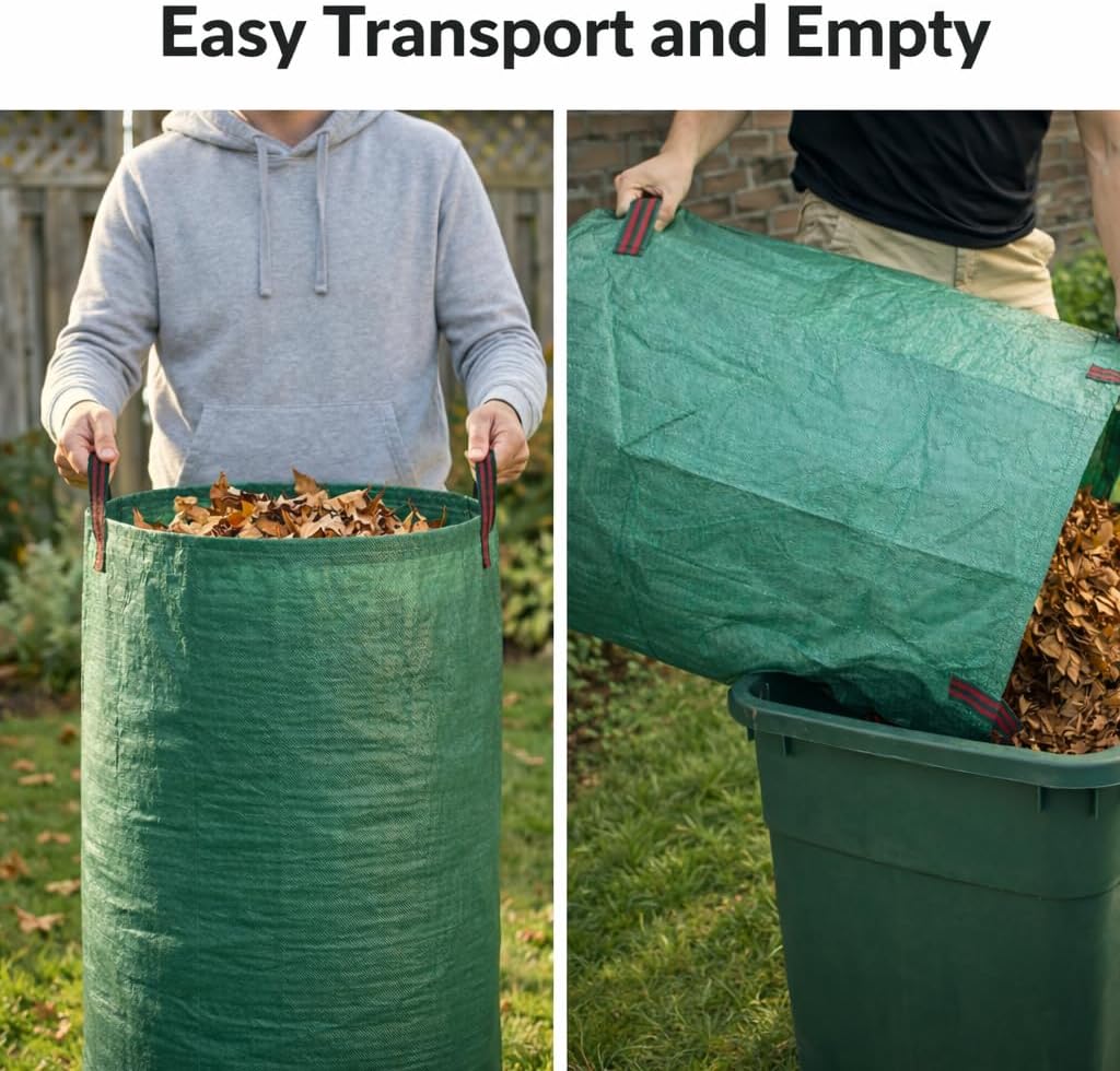 Gardzen 3 Pack 72 Gallon Garden Waste Bags Reusable Heavy Duty | Gardening Bags for Lawn, Pool and Yard Cleanup