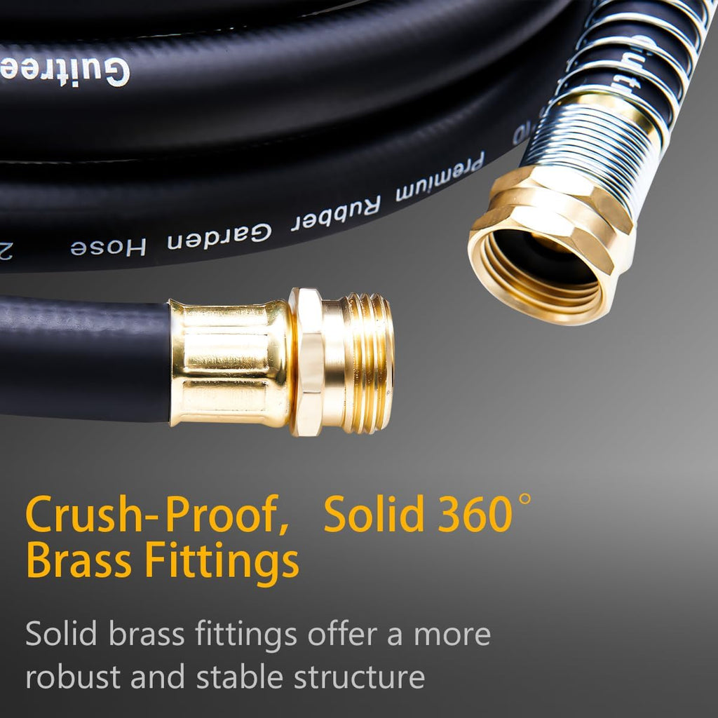Guitrees 50FT 3/4 Heavy Duty Rubber Garden Hose - 300psi Working, 1000psi Burst - Hot/Cold Water - Five-Layered