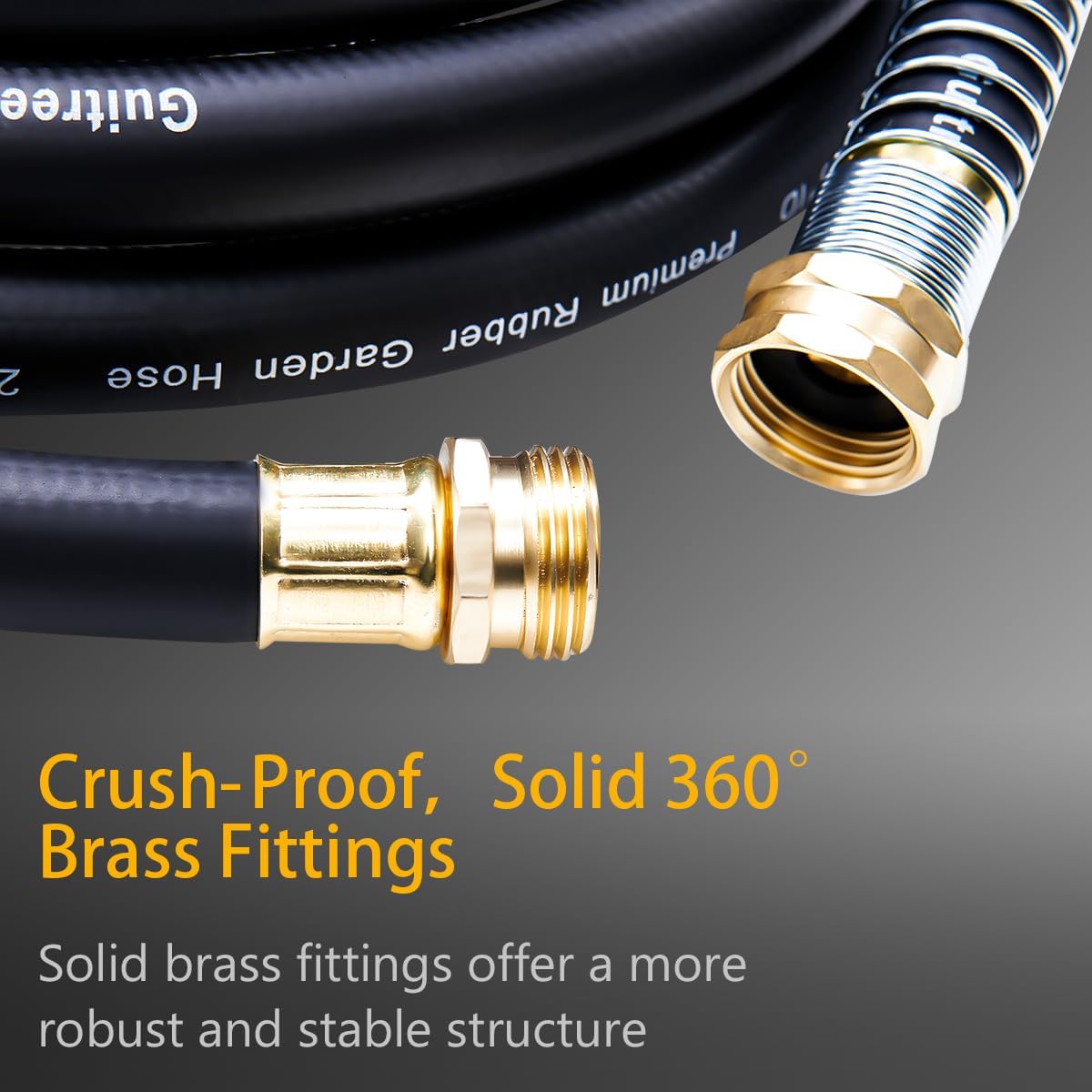 Guitrees 50FT 3/4 Heavy Duty Rubber Garden Hose - 300psi Working, 1000psi Burst - Hot/Cold Water - Five-Layered