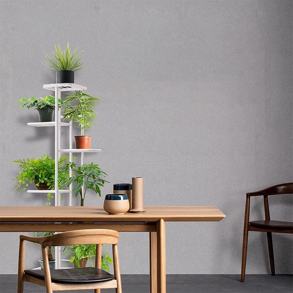 6 Tier White Metal Plant Stand Indoor Outdoor Flower Pot Display Planter Shelf