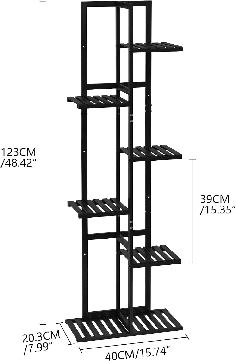 Laiensia Bamboo Plant Stand Rack 6 Tier,Multiple Stand Holder Shelf Rack, Indoor&Outdoor Planter Display Shelves for