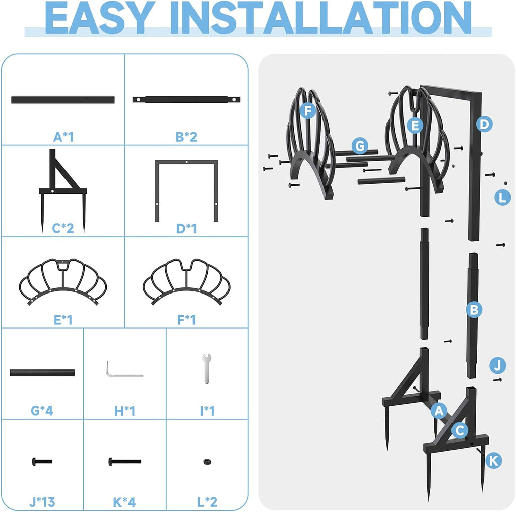 Garden Water Hose Holder for Outside Hose Stand Hanger Rack Freestanding | Holds 160-Feet Hose, Stable Detachable, for