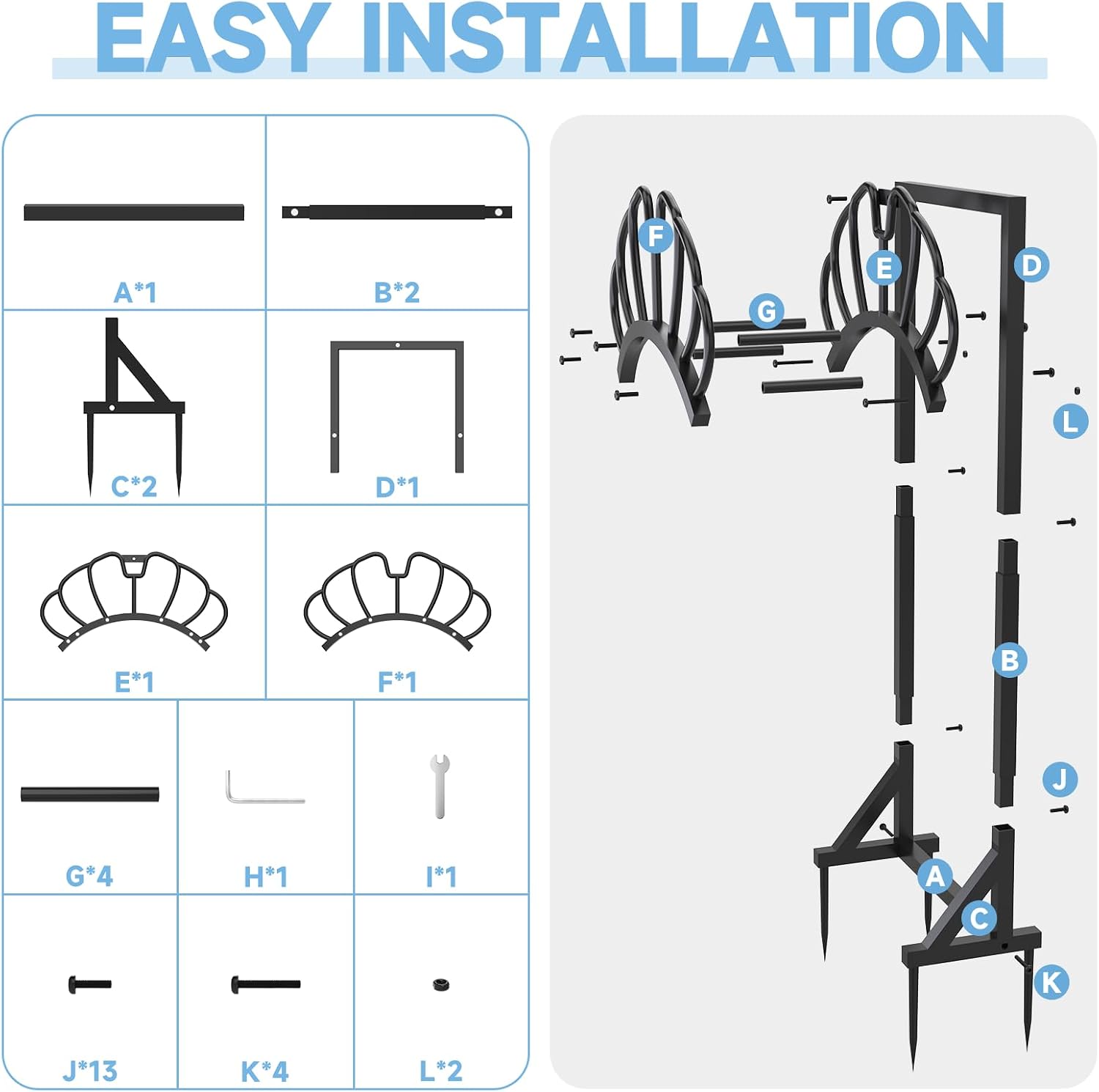 Garden Water Hose Holder for Outside Hose Stand Hanger Rack Freestanding | Holds 160-Feet Hose, Stable Detachable, for