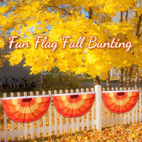 Newwiee 6 Pcs Thanksgiving Fall Bunting for Outside, Red, 3 x 1.5 ft