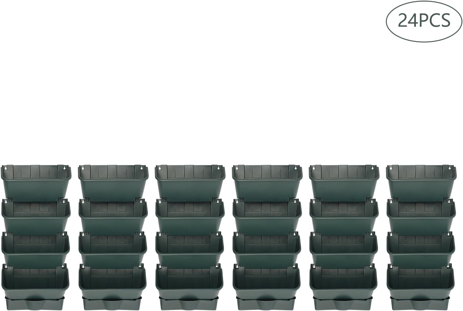 24 Pack Hanging Vertical Wall Planter,12.99inch Wall Mounted Planter for Patio Outdoor Decor,Home Army Green Plastic