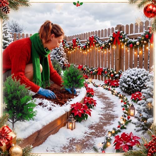 6 Pcs Outdoor Christmas Artificial Cedar Trees 16 Inches