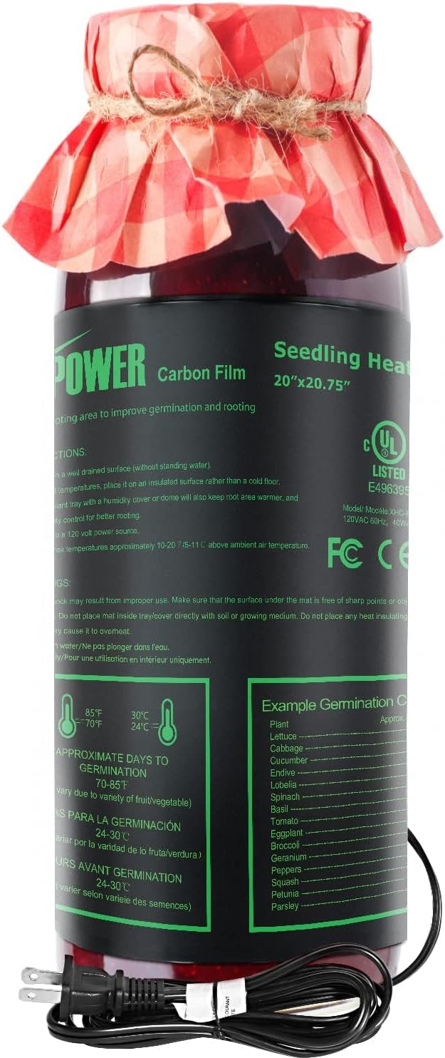 iPower 20" x 20.75" Seedling Heat Mat 2-Pack Upgraded Carbon Film Durable Waterproof Indoor Warm Hydroponic Plant