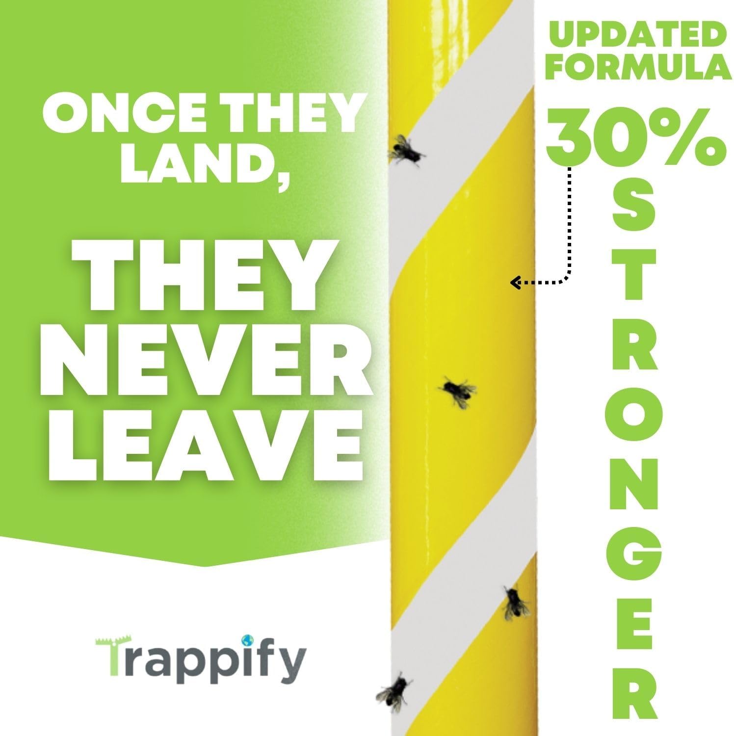 Trappify Glow-in-The-Dark Fly Trap for Indoor & Outdoor Fly Sticks (8 Pack) | Yellow Adhesive Fly Sticks