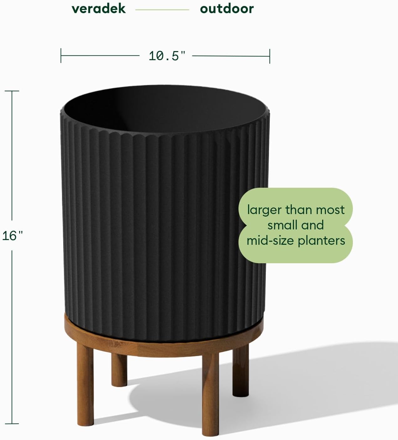 Veradek Demi Series Raised Planter - Round Planter with Stand | Made From a Durable Plastic-Stone Composite & Comes