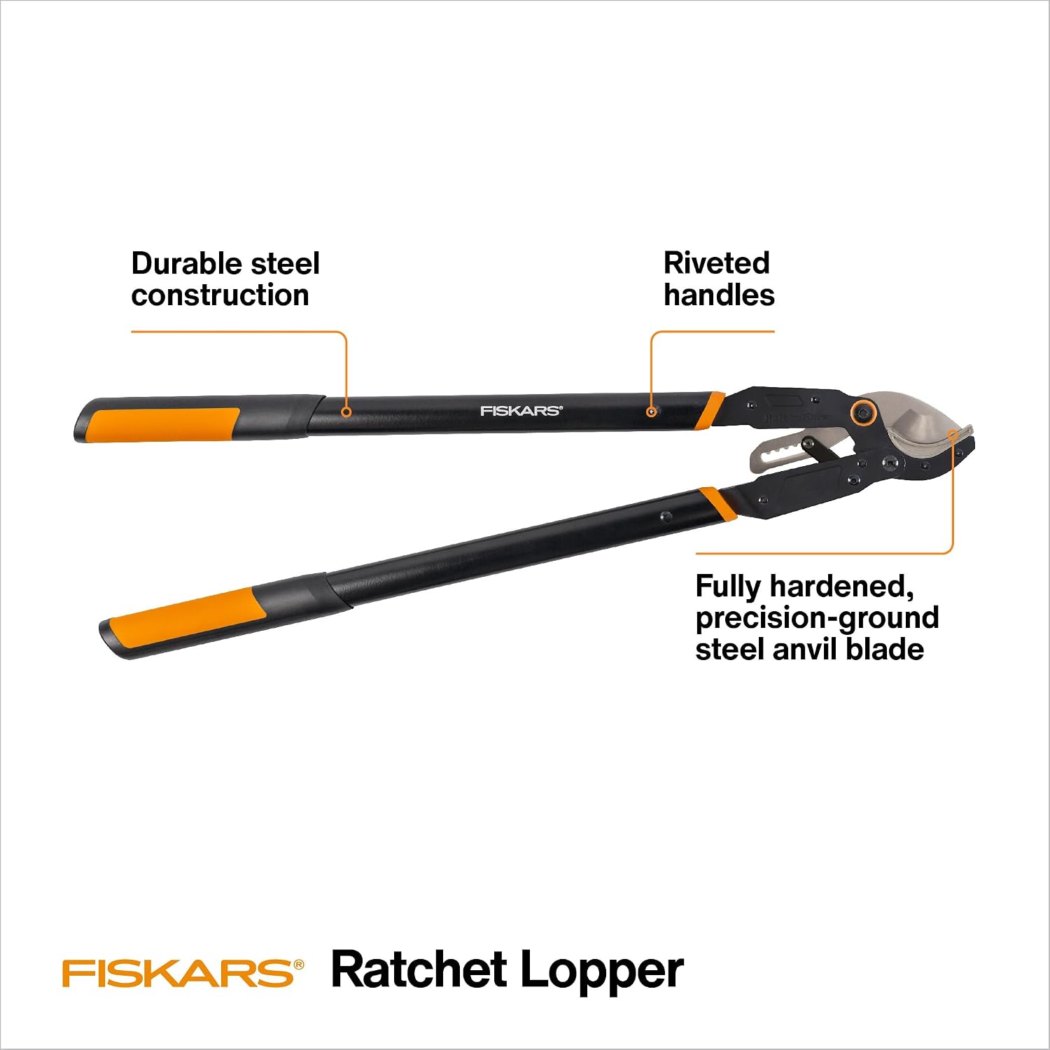 Fiskars 32" Ratchet Drive Garden Anvil Loppers, 2" Cut Capacity | Heavy-Duty Tree Trimmer for Thick, Dry, Dead