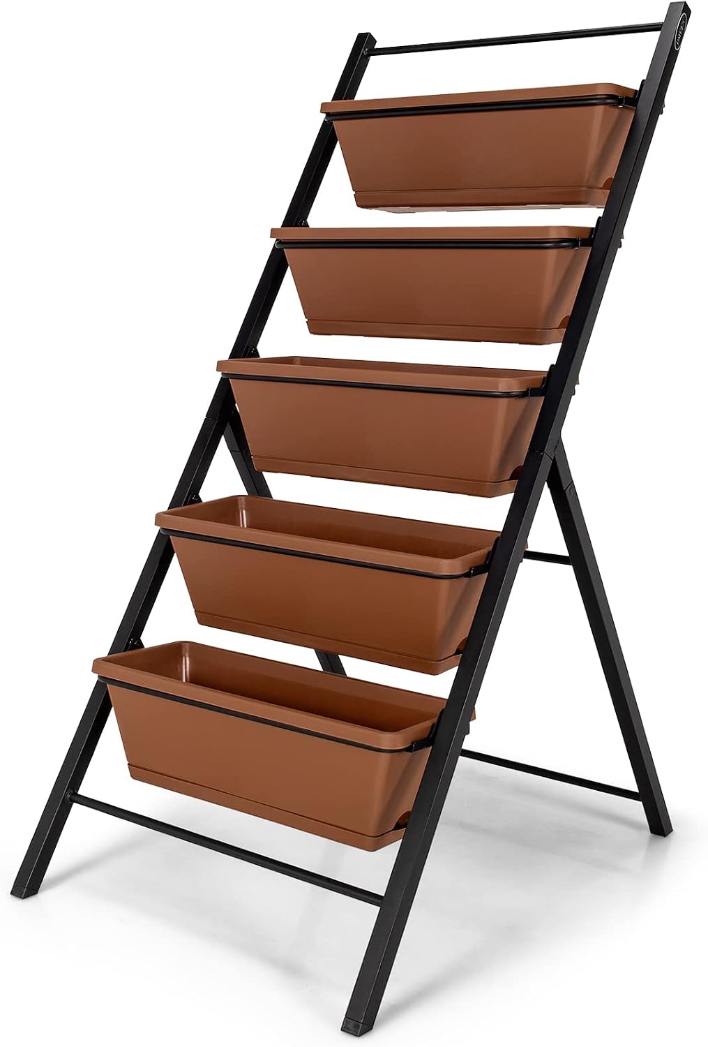 Giantex Vertical Planter Raised Bed, Elevated Garden Beds with Water Drainage Hole, Freestanding 5 Container Boxes for