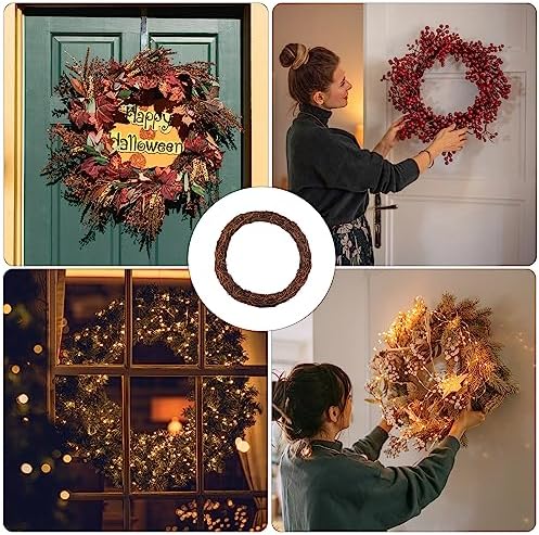 Natural Grapevine Wreath for Crafts - 14 Inch Round Rattan Twig Wreath Base - DIY Wreaths Making Supplies for Decor - 2 Pack