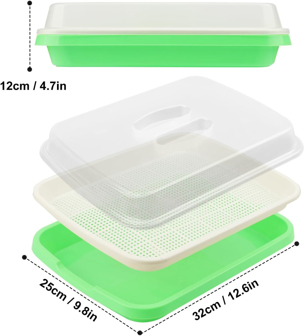 10 Pack 12.6 x 10 x 4.8 inch Microgreens Growing Trays with Lids, BPA-Free Sprouting Trays, Germination Tray for Beans