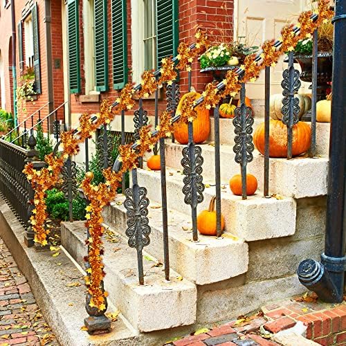 DIYDEC 33ft Thanksgiving Fall Tinsel Garlands Golden Copper