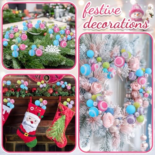 Daifunli 8 Pcs Candy Christmas Tree Picks 7.87 Inch Candy Land Christmas Balls Ornaments Xmas Hanging Decorations for Xmas Tree Topper DIY Wreath Holiday Floral Vase Fillers Crafts Home Decor