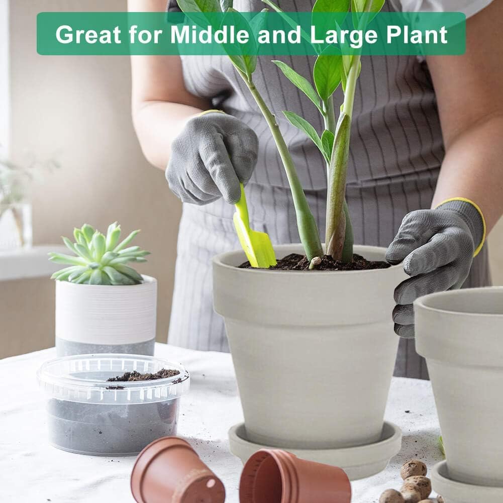 Gray 8 Inch Terracotta Pot for with Drainage - 2 Pack Large Terra Cotta Plant Pot with Saucers, Flower Clay Pot with