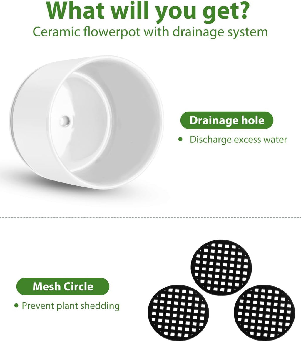 EFISPSS Plant Pots, 4+5+6 Inch Pots for Indoor Plants, Ceramic Planter Pot with Drainage Hole, Flower Pots for