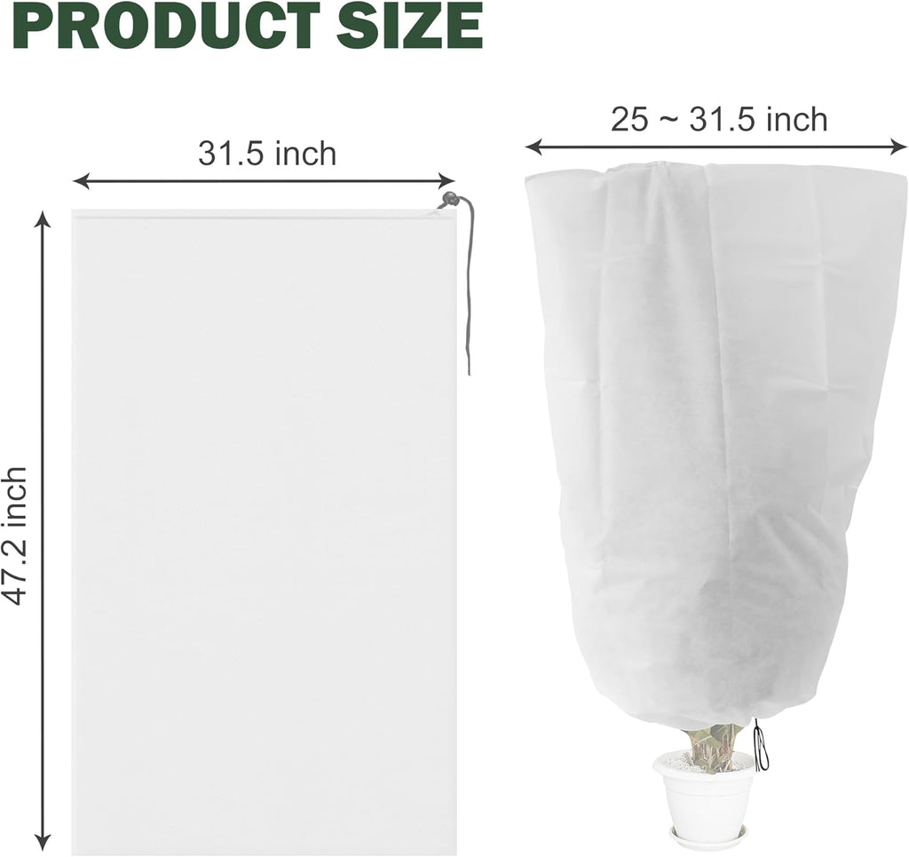 Alpurple 6 Packs Winter Zipper Plant Covers - 47" X 31.5" Warm Plant Protection Cover Bags, Frost Cloth Blanket