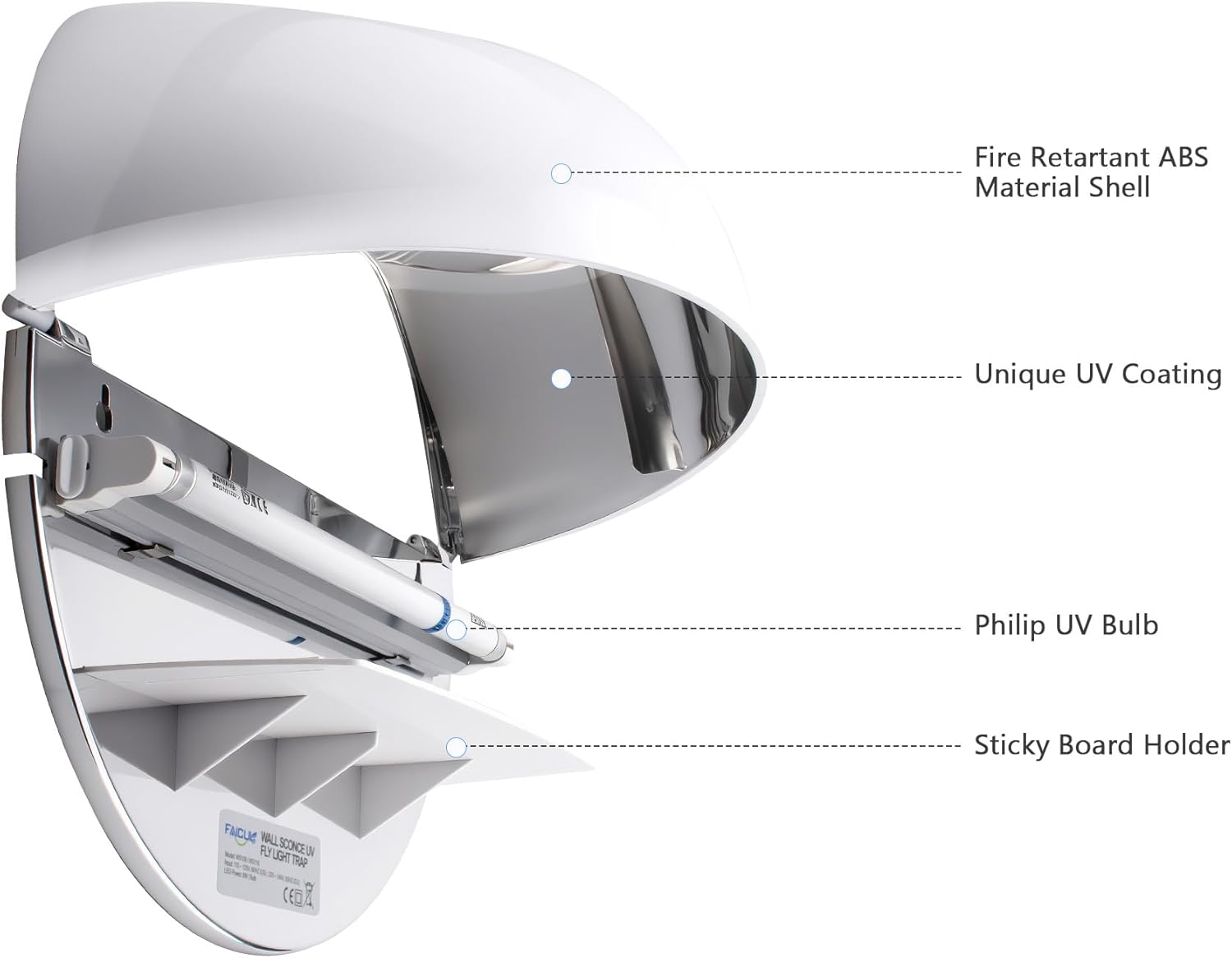Faicuk WS108 Wall Sconce Fly Light Trap for Flies, Mosquitoes, Insects | For Supermarkets, Offices, Hospitals, Schools