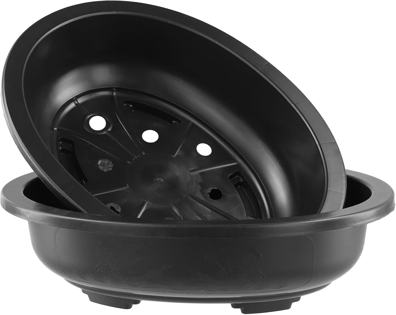 HOIGON 10PCS 12 Inches Plastic Oval Bonsai Training Pots, Black Large Oval Plastic Planter Pot with Drainage Hole