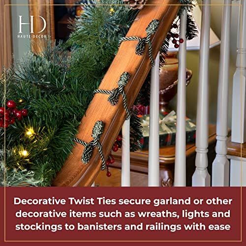 Haute Decor Decorative Twist Ties, 6 Pack, 20 inches (Green) - Hang Garland, Lights, Decorations