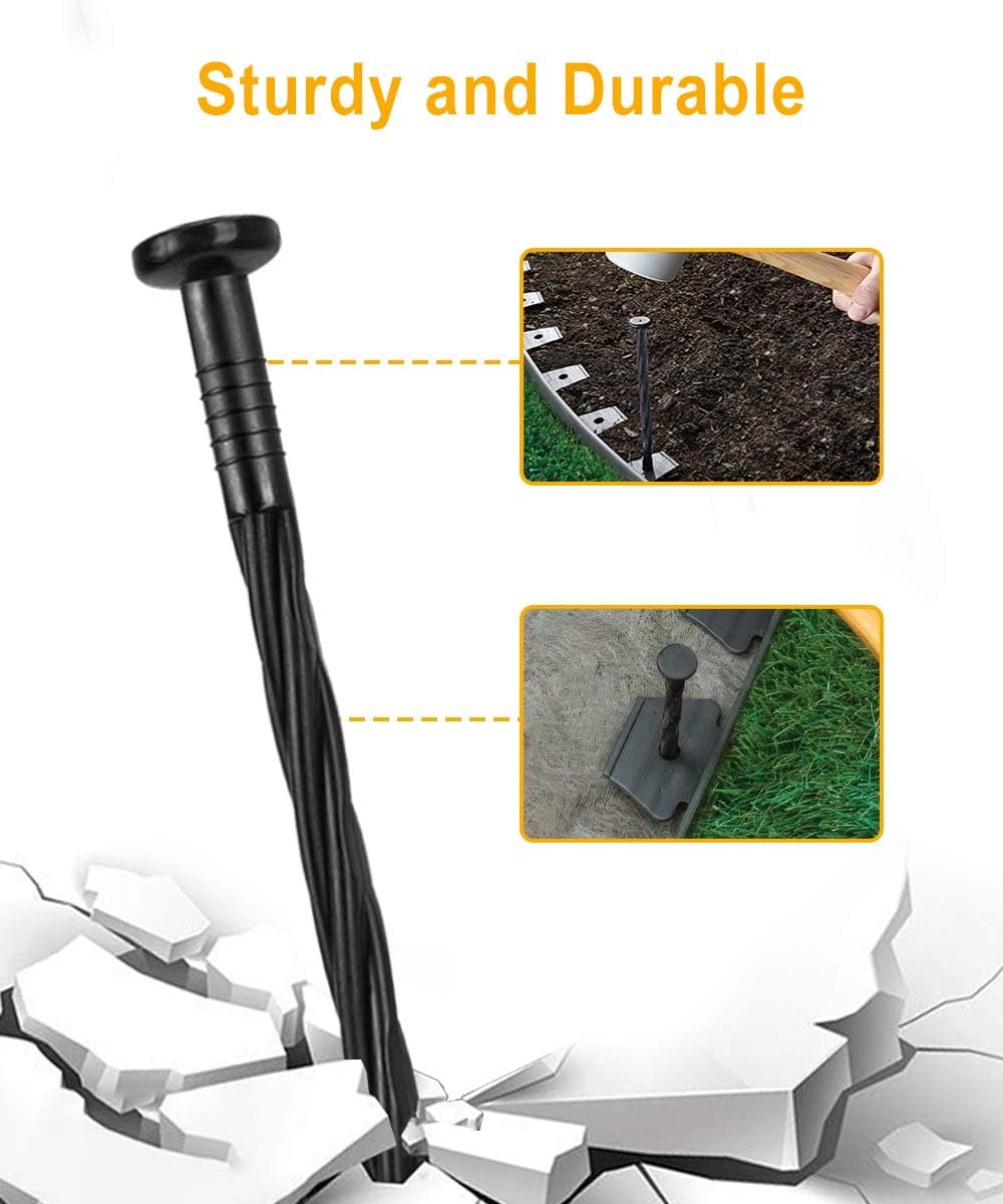 100-Pack-8 Inch Plastic Landscape Stakes, Spiral Nylon Landscape Anchoring Spikes，Edging Spikes for Paver Edging, Weed