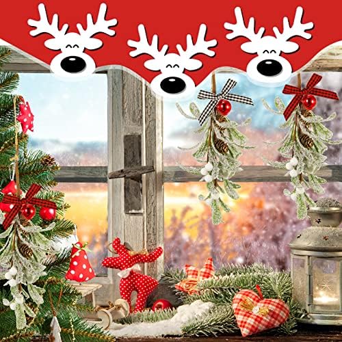 Meanplan 4 Pcs Christmas Mistletoe Hanging Decorations, Plaid