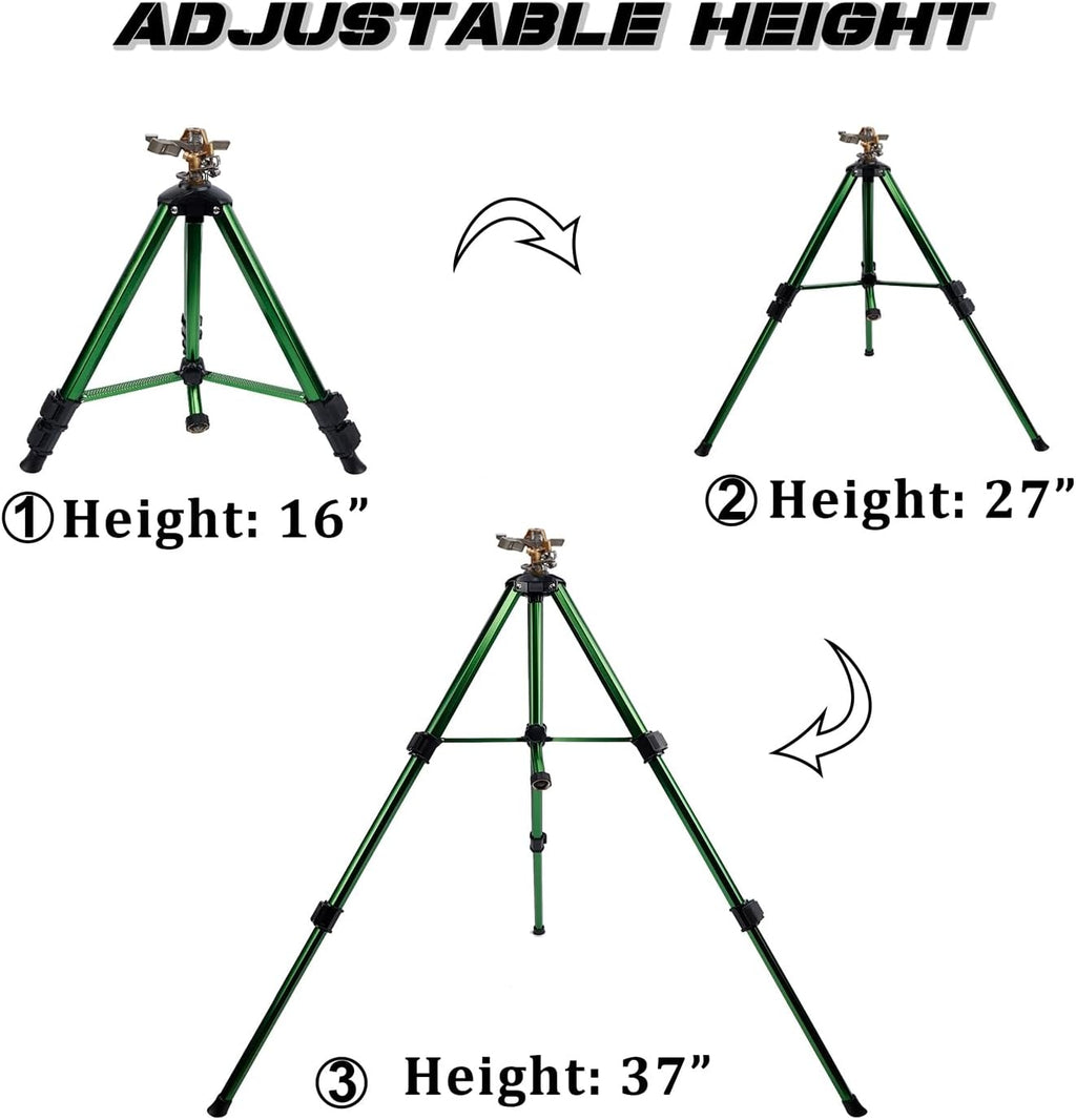 Biswing Impact Sprinkler Head on Tripod Base, Heavy Duty Lawn Sprinklers, 360 Degree Large Area Irrigation, Metal
