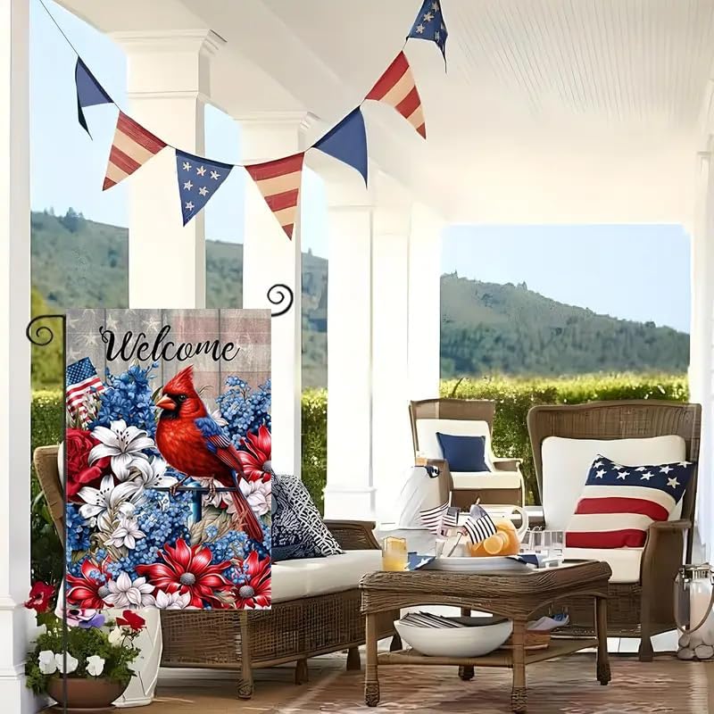 4th of July Garden Flags 12x18 Inch Double Sided Outside
