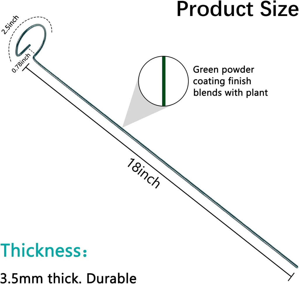 18 Inch 20 Packs Plant Support Stake Garden Single stemmed Plant Support Hoops Plant Prop for Flowers Orchid Tomatoes