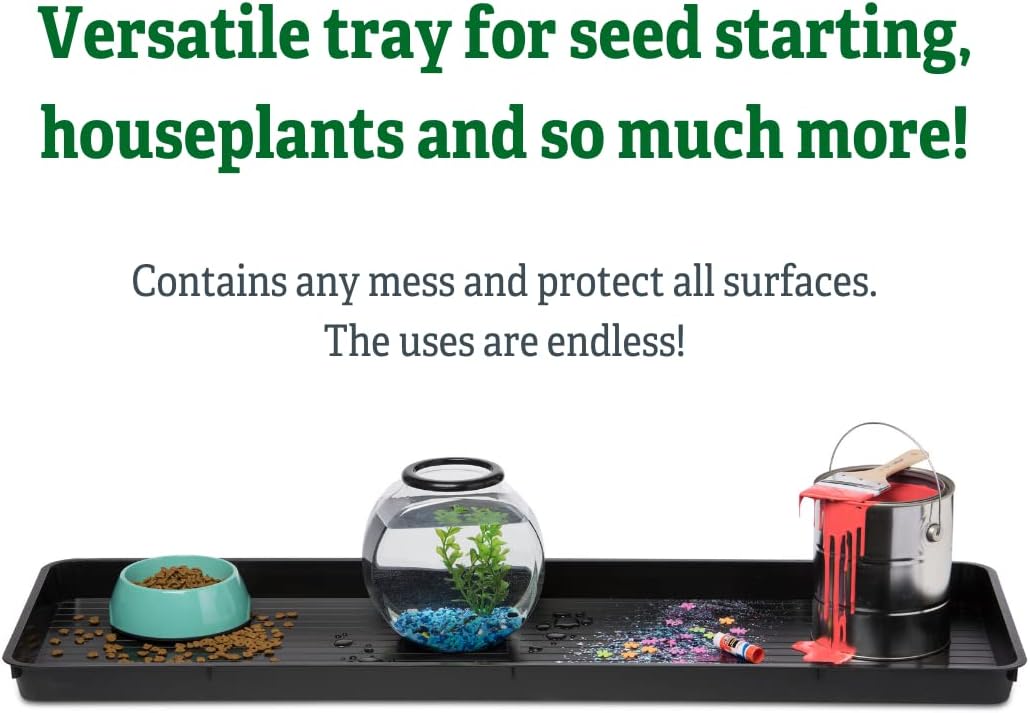Gardeners Supply Company Large Plant Tray | 46-1/2"L x 15-1/2"W x 2"D | Multi-use Durable Plastic Tray for Indoor &