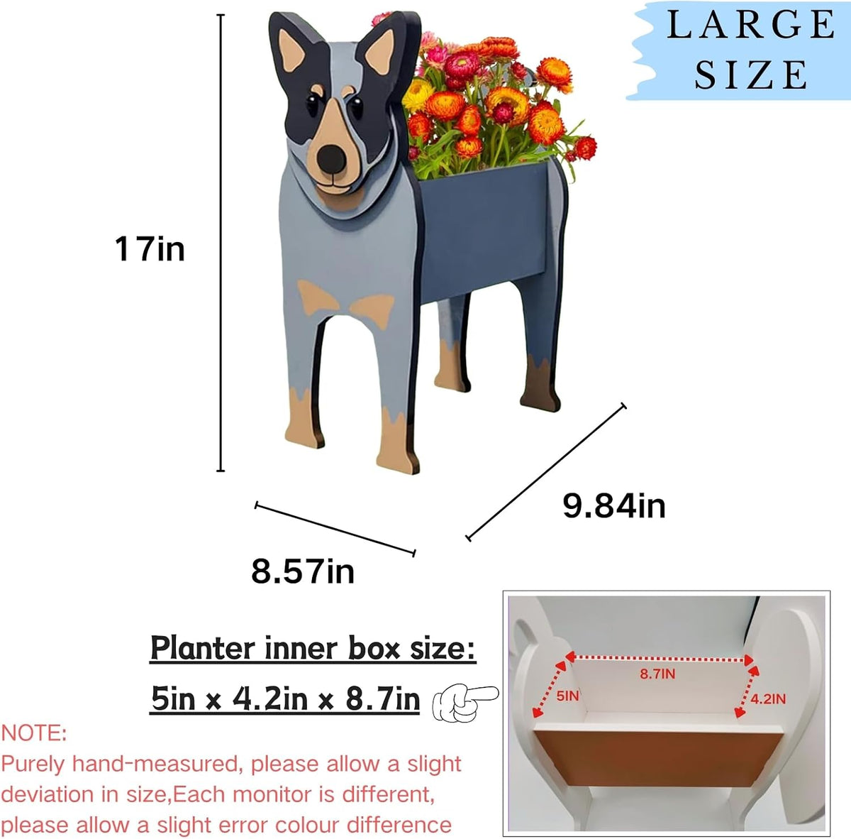 Australian Cattle Dog Planter Pots, Animal Shaped Flower Pot | Large Cute Plant Gift for Women and Pet Lovers, Indoor